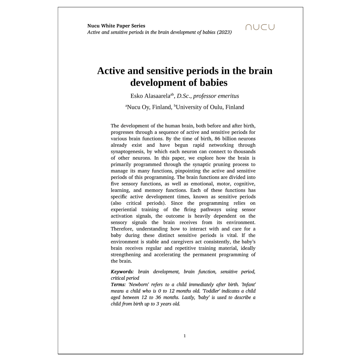 Active and sensitive periods in the brain development of babies